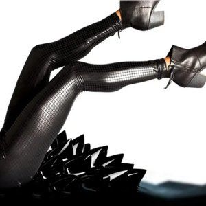 Betabrand Ferrofluid Black Disco Leggings, XS